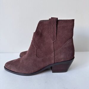 Paolo Witt Low Heel Pull On Chocolate Brown Suede Western Women's Booties Sz 7